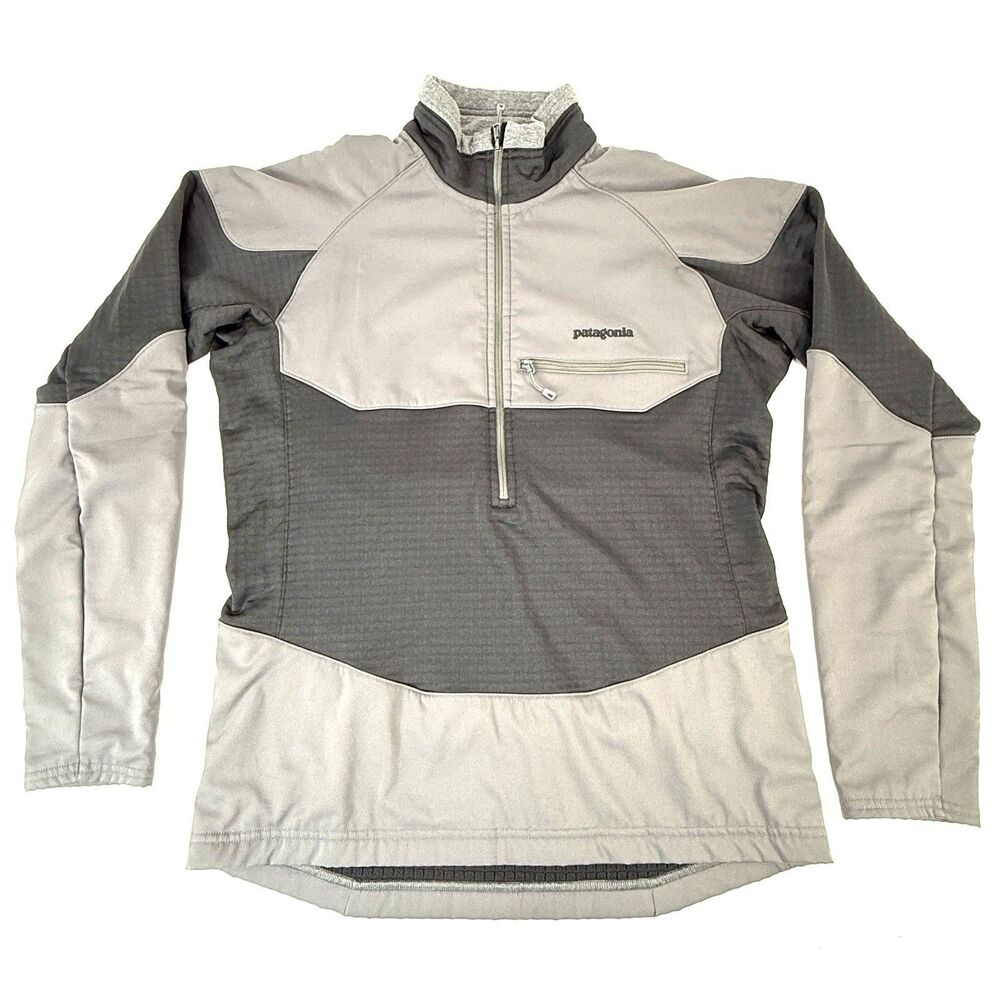 Patagonia Men's Long-Sleeved R1 Field 1/4-Zip Size Small Black And Gray
